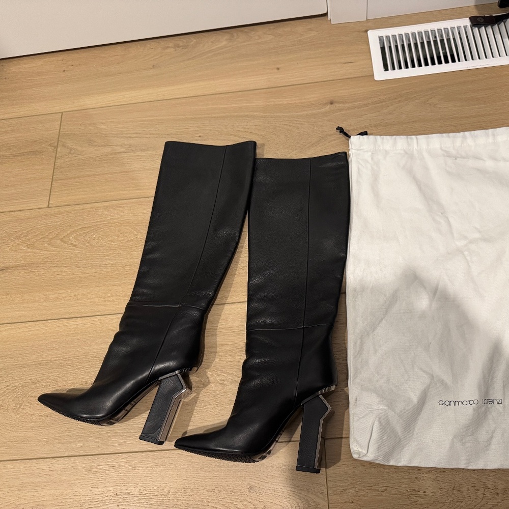 Rare Gianmarco Lorenzi Boots-Mirror Heels-Size 39 (Winter Grips Added)